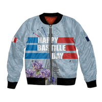 Personalized Fance Le 14 Juillet Bomber Jacket Eiffel Tower with Iris Flower