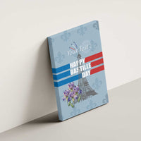 Personalized Fance Le 14 Juillet Canvas Wall Art Eiffel Tower with Iris Flower