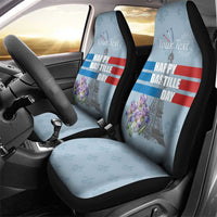 Personalized Fance Le 14 Juillet Car Seat Cover Eiffel Tower with Iris Flower