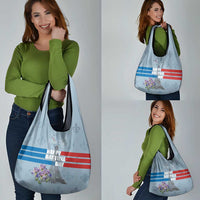 Personalized Fance Le 14 Juillet Grocery Bag Eiffel Tower with Iris Flower