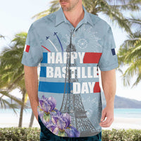 Personalized Fance Le 14 Juillet Hawaiian Shirt Eiffel Tower with Iris Flower