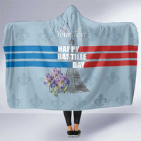 Personalized Fance Le 14 Juillet Hooded Blanket Eiffel Tower with Iris Flower