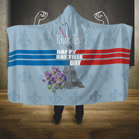 Personalized Fance Le 14 Juillet Hooded Blanket Eiffel Tower with Iris Flower