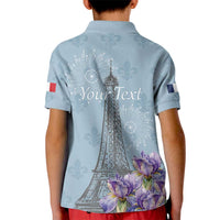 Personalized Fance Le 14 Juillet Kid Polo Shirt Eiffel Tower with Iris Flower