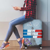 Personalized Fance Le 14 Juillet Luggage Cover Eiffel Tower with Iris Flower