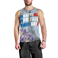 Personalized Fance Le 14 Juillet Men Tank Top Eiffel Tower with Iris Flower