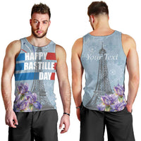Personalized Fance Le 14 Juillet Men Tank Top Eiffel Tower with Iris Flower