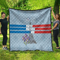 Personalized Fance Le 14 Juillet Quilt Eiffel Tower with Iris Flower