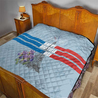 Personalized Fance Le 14 Juillet Quilt Eiffel Tower with Iris Flower