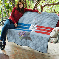 Personalized Fance Le 14 Juillet Quilt Eiffel Tower with Iris Flower