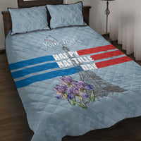 Personalized Fance Le 14 Juillet Quilt Bed Set Eiffel Tower with Iris Flower