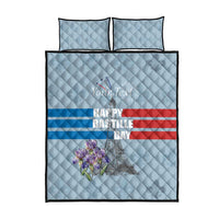Personalized Fance Le 14 Juillet Quilt Bed Set Eiffel Tower with Iris Flower
