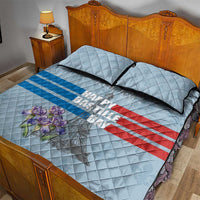 Personalized Fance Le 14 Juillet Quilt Bed Set Eiffel Tower with Iris Flower