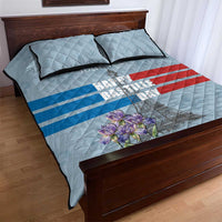Personalized Fance Le 14 Juillet Quilt Bed Set Eiffel Tower with Iris Flower
