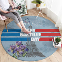 Personalized Fance Le 14 Juillet Round Carpet Eiffel Tower with Iris Flower