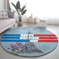Personalized Fance Le 14 Juillet Round Carpet Eiffel Tower with Iris Flower