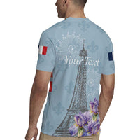 Personalized Fance Le 14 Juillet Rugby Jersey Eiffel Tower with Iris Flower