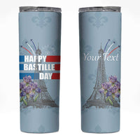 Personalized Fance Le 14 Juillet Skinny Tumbler Eiffel Tower with Iris Flower