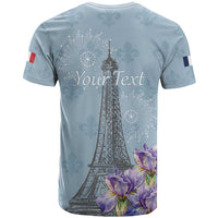 Personalized Fance Le 14 Juillet T Shirt Eiffel Tower with Iris Flower