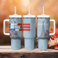 Personalized Fance Le 14 Juillet Tumbler With Handle Eiffel Tower with Iris Flower