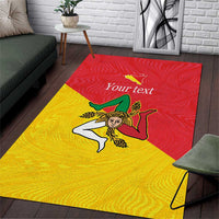 Personalized Italy Sicily Area Rug Sicilia Gorgoneion with Triskeles