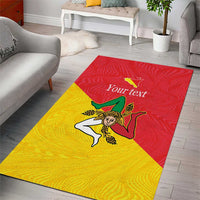 Personalized Italy Sicily Area Rug Sicilia Gorgoneion with Triskeles