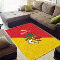 Personalized Italy Sicily Area Rug Sicilia Gorgoneion with Triskeles