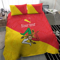 Personalized Italy Sicily Bedding Set Sicilia Gorgoneion with Triskeles