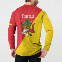 Personalized Italy Sicily Button Sweatshirt Sicilia Gorgoneion with Triskeles