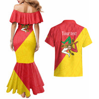 Personalized Italy Sicily Couples Matching Mermaid Dress and Hawaiian Shirt Sicilia Gorgoneion with Triskeles