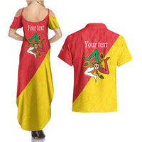 Personalized Italy Sicily Couples Matching Summer Maxi Dress and Hawaiian Shirt Sicilia Gorgoneion with Triskeles