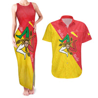 Personalized Italy Sicily Couples Matching Tank Maxi Dress and Hawaiian Shirt Sicilia Gorgoneion with Triskeles