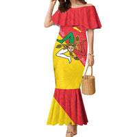 Personalized Italy Sicily Family Matching Mermaid Dress and Hawaiian Shirt Sicilia Gorgoneion with Triskeles