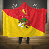Personalized Italy Sicily Hooded Blanket Sicilia Gorgoneion with Triskeles