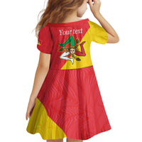 Personalized Italy Sicily Kid Short Sleeve Dress Sicilia Gorgoneion with Triskeles