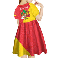 Personalized Italy Sicily Kid Short Sleeve Dress Sicilia Gorgoneion with Triskeles
