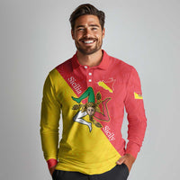 Personalized Italy Sicily Long Sleeve Polo Shirt Sicilia Gorgoneion with Triskeles