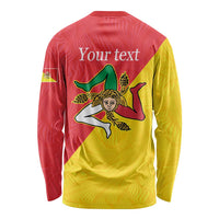 Personalized Italy Sicily Long Sleeve Shirt Sicilia Gorgoneion with Triskeles