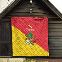 Personalized Italy Sicily Quilt Sicilia Gorgoneion with Triskeles
