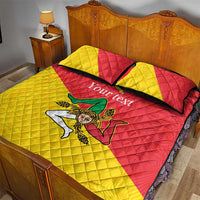 Personalized Italy Sicily Quilt Bed Set Sicilia Gorgoneion with Triskeles