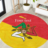 Personalized Italy Sicily Round Carpet Sicilia Gorgoneion with Triskeles