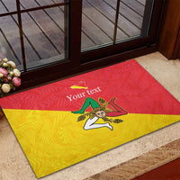 Personalized Italy Sicily Rubber Doormat Sicilia Gorgoneion with Triskeles
