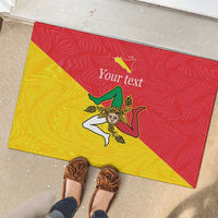 Personalized Italy Sicily Rubber Doormat Sicilia Gorgoneion with Triskeles