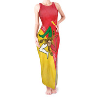 Personalized Italy Sicily Tank Maxi Dress Sicilia Gorgoneion with Triskeles