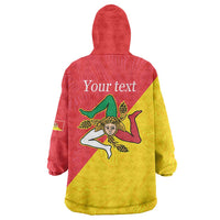 Personalized Italy Sicily Wearable Blanket Hoodie Sicilia Gorgoneion with Triskeles