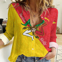 Personalized Italy Sicily Women Casual Shirt Sicilia Gorgoneion with Triskeles