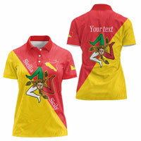 Personalized Italy Sicily Women Polo Shirt Sicilia Gorgoneion with Triskeles