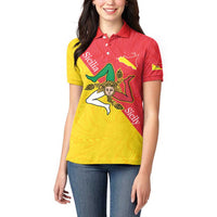 Personalized Italy Sicily Women Polo Shirt Sicilia Gorgoneion with Triskeles