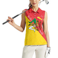 Personalized Italy Sicily Women Sleeveless Polo Shirt Sicilia Gorgoneion with Triskeles