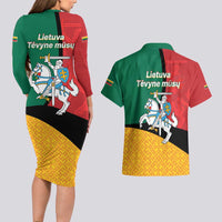 Lithuania Statehood Day July 6 Couples Matching Long Sleeve Bodycon Dress and Hawaiian Shirt Lietuva Tevyne musu